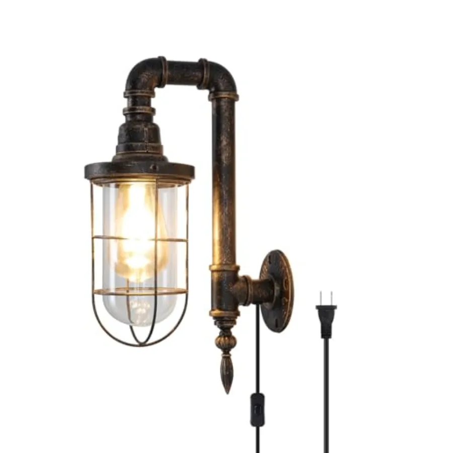 Plug in Wall Sconce Lights 14.2In Industrial Wall Lamp with UL Plug in Cord Fixtures with On Off Switch Rustic Bronze Farmhouse
Plug in Wall Sconce Lights 14.2In Industrial Wall Lamp with UL Plug in Cord Fixtures with On Off Switch Rustic Bronze Farmhouse