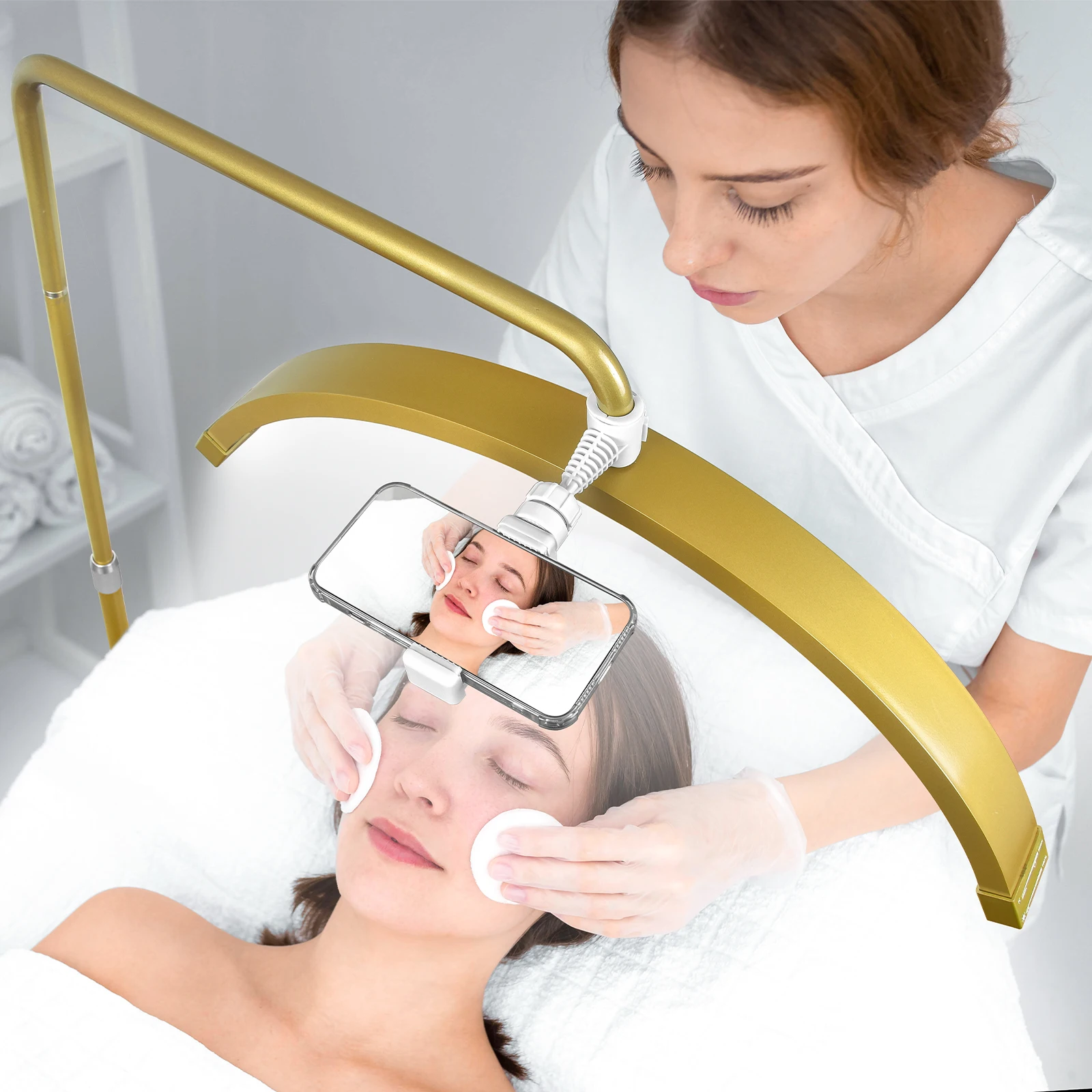 Fusitu FT-Y9 Gold 45W LED Half-Moon Shaped Light LED Lash Light With Floor Tripod Floor Video Light For Beauty Salon Makeup
Fusitu FT-Y9 Gold 45W LED Half-Moon Shaped Light LED Lash Light With Floor Tripod Floor Video Light For Beauty Salon Makeup