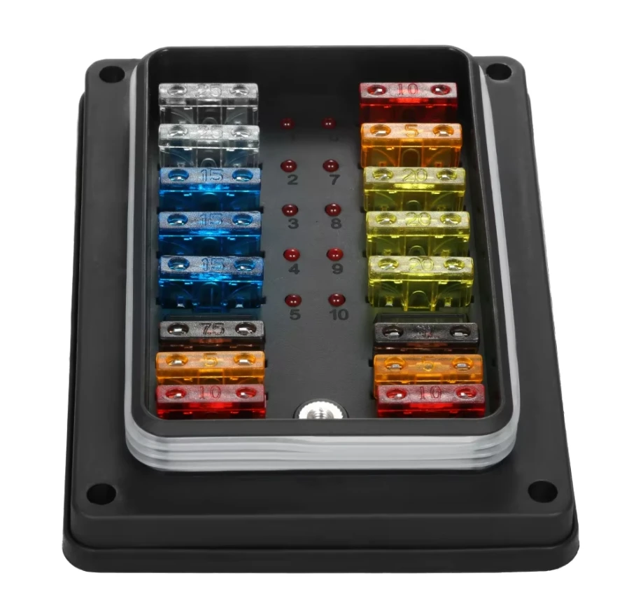 10 Way Waterproof Blade Fuse Box Holder with LED Indicator for Car Boat Marine Caravan +16Pcs Fuses Car Styling
10 Way Waterproof Blade Fuse Box Holder with LED Indicator for Car Boat Marine Caravan +16Pcs Fuses Car Styling