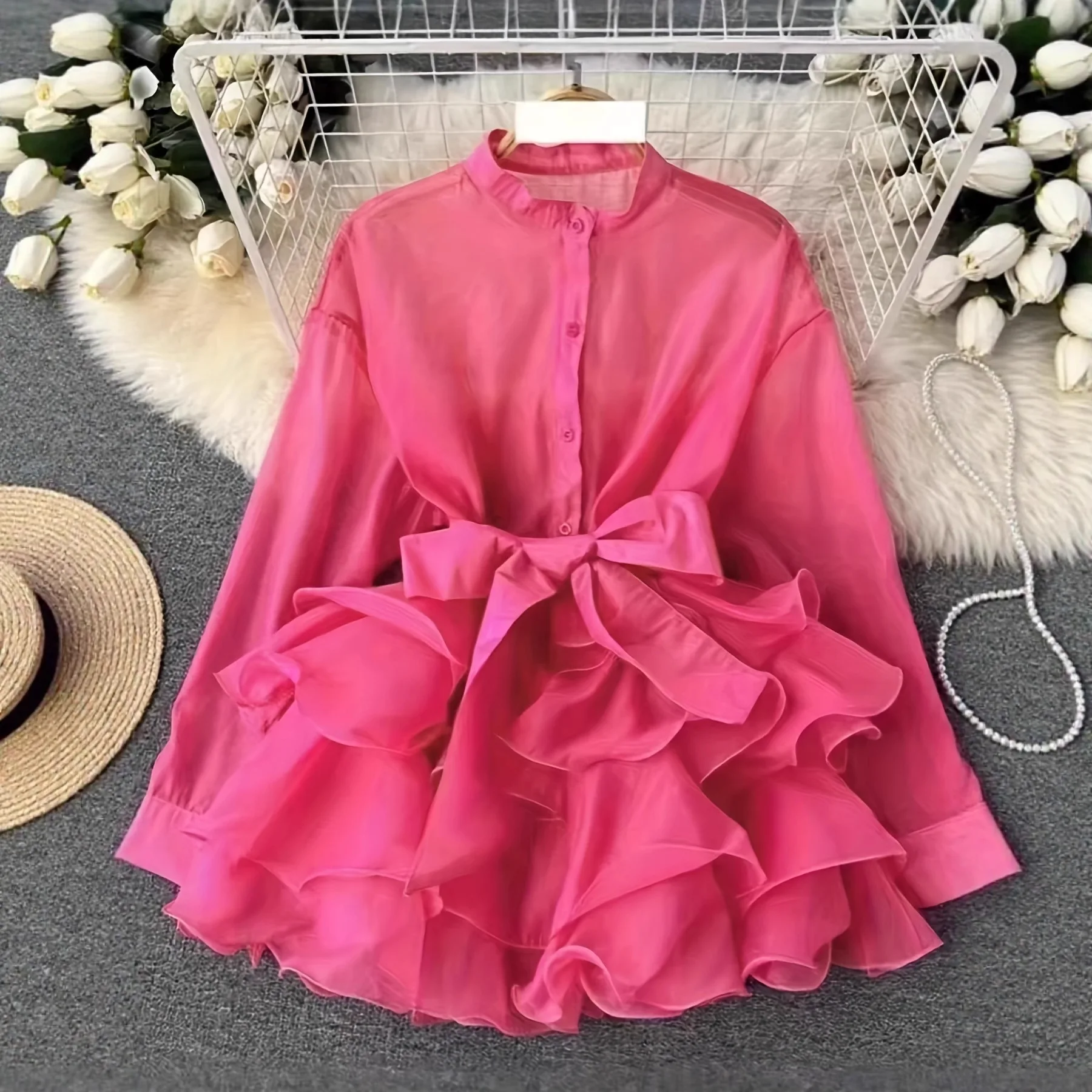 Женская блузка с бантом и длинным рукавом, прозрачная, милая, элегантная, шикарная, повседневная, с рюшами по подолу, однобортная рубашка, блузка, топы, 2025
Женская блузка с бантом и длинным рукавом, прозрачная, милая, элегантная, шикарная, повседневная, с рюшами по подолу, однобортная рубашка, блузка, топы, 2025