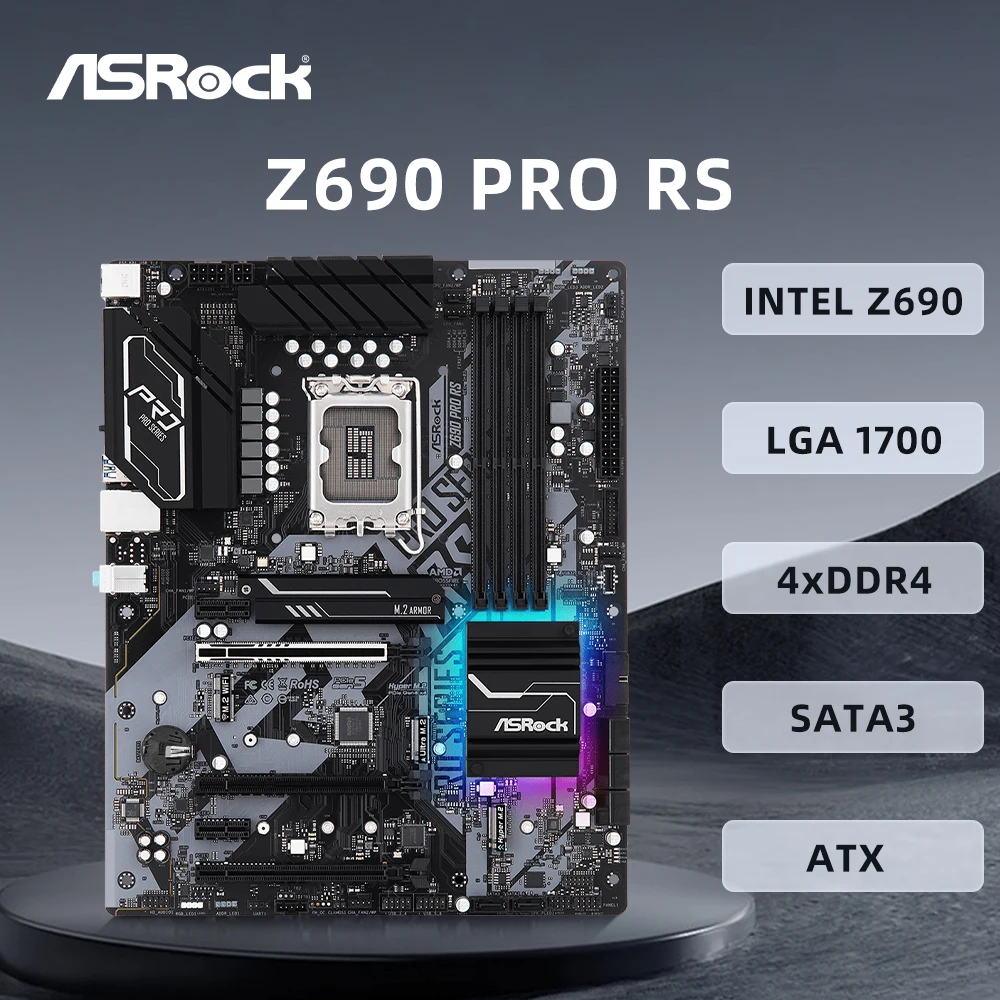 ASRock Z690 PRO RS Motherboard Support Socket LGA1700 i9-14900K i7-12700K i5-12400F CPU 4xDDR4 5333MHz USB 3.2 Gen2 PCIe 5.0 ATX
ASRock Z690 PRO RS Motherboard Support Socket LGA1700 i9-14900K i7-12700K i5-12400F CPU 4xDDR4 5333MHz USB 3.2 Gen2 PCIe 5.0 ATX