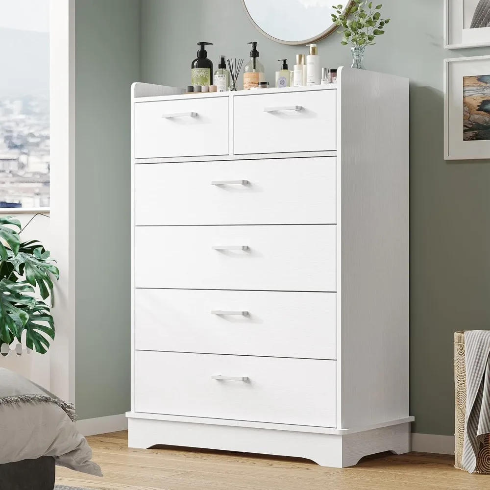 White 6 Drawer Dresser, Wooden Storage Chest of 6 Drawers, Vertical Large Capacity Clothing Storage Organizer, Tall Dressers
White 6 Drawer Dresser, Wooden Storage Chest of 6 Drawers, Vertical Large Capacity Clothing Storage Organizer, Tall Dressers