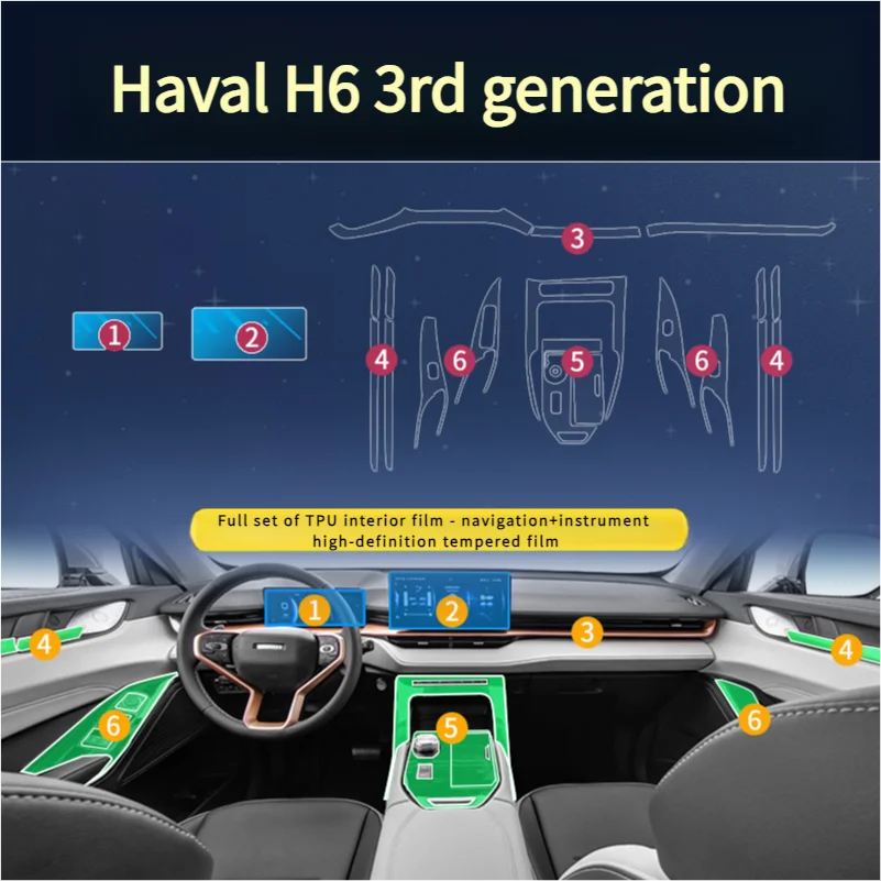 Haval H6 3-го поколения, пленка для центрального управления, автомобильные принадлежности, внутренняя пленка, закаленная пленка, посвященные модели 22-24
Haval H6 3-го поколения, пленка для центрального управления, автомобильные принадлежности, внутренняя пленка, закаленная пленка, посвященные модели 22-24