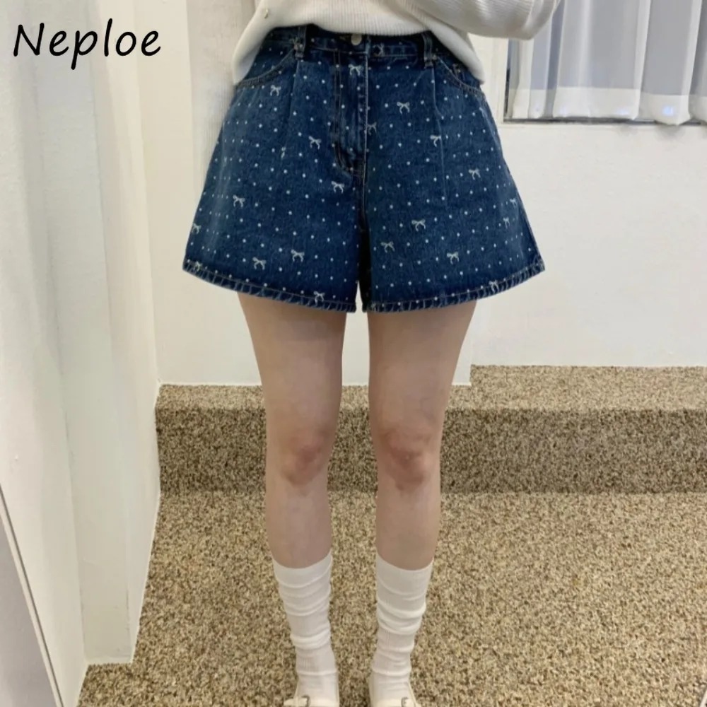 Neploe New Casual Cute Bow Print Polka Dot Femme Pantalon All-match Denim Straight High Waist Women Pants Loose Minority Shorts
Neploe New Casual Cute Bow Print Polka Dot Femme Pantalon All-match Denim Straight High Waist Women Pants Loose Minority Shorts