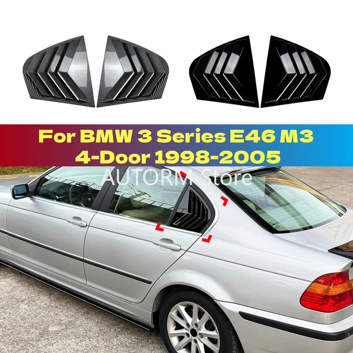 Pair Car Rear Side Window Louver Air Vents Windshield Decoration Cover For BMW 3 Series E46 M3 4-Door 1998-2005 Car Styling
Pair Car Rear Side Window Louver Air Vents Windshield Decoration Cover For BMW 3 Series E46 M3 4-Door 1998-2005 Car Styling