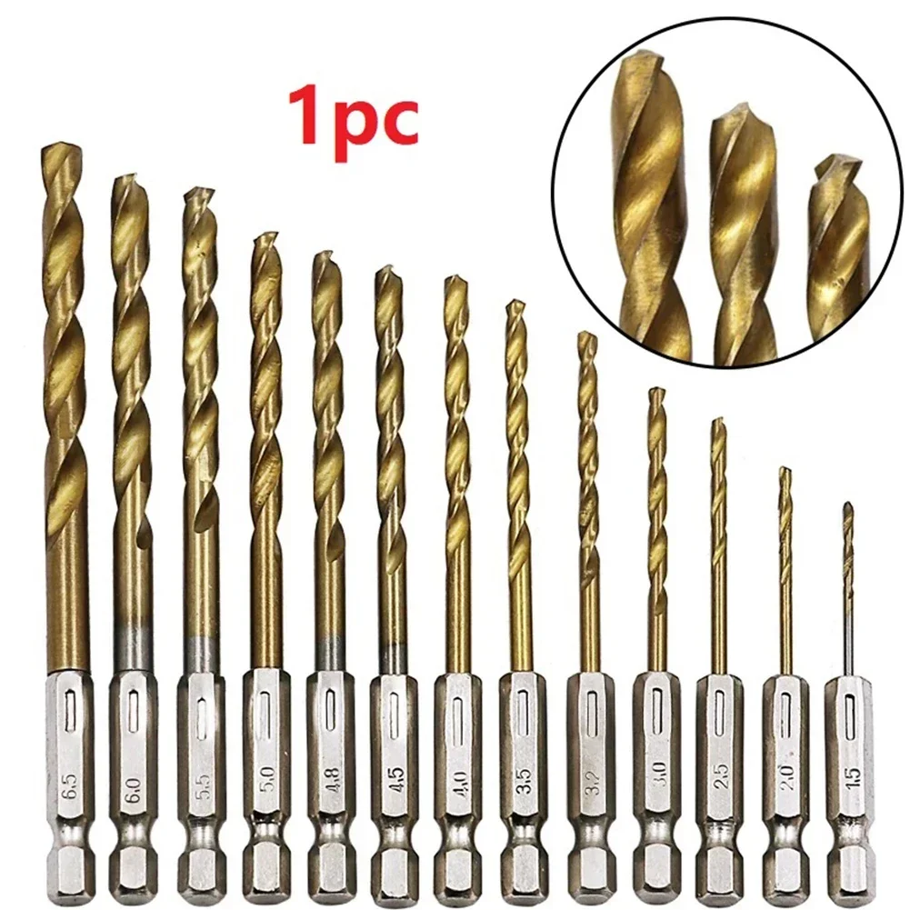 1pc HSS High Speed Steel Drill Bit 1/4 Hex Shank Replacement Hexagonal Handle Steel Titanium Coated Woodworking Tool 1.5mm-6.5mm
1pc HSS High Speed Steel Drill Bit 1/4 Hex Shank Replacement Hexagonal Handle Steel Titanium Coated Woodworking Tool 1.5mm-6.5mm