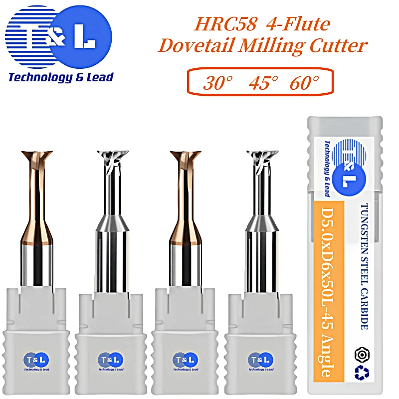 T&L 1-16mm HRC58 Dovetail Milling Cutter 30°/45°/60° 4-Flute Milling Cutter For Aluminum/Steel Endmills Chamfer Milling Cutter
T&L 1-16mm HRC58 Dovetail Milling Cutter 30°/45°/60° 4-Flute Milling Cutter For Aluminum/Steel Endmills Chamfer Milling Cutter
