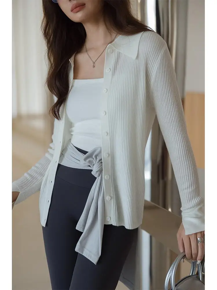 Ele ort Knitted Cardigan Women's Sle Early Spring Faion Yellowi White Turn-down Collar Open-front Korean Version
Ele ort Knitted Cardigan Women's Sle Early Spring Faion Yellowi White Turn-down Collar Open-front Korean Version