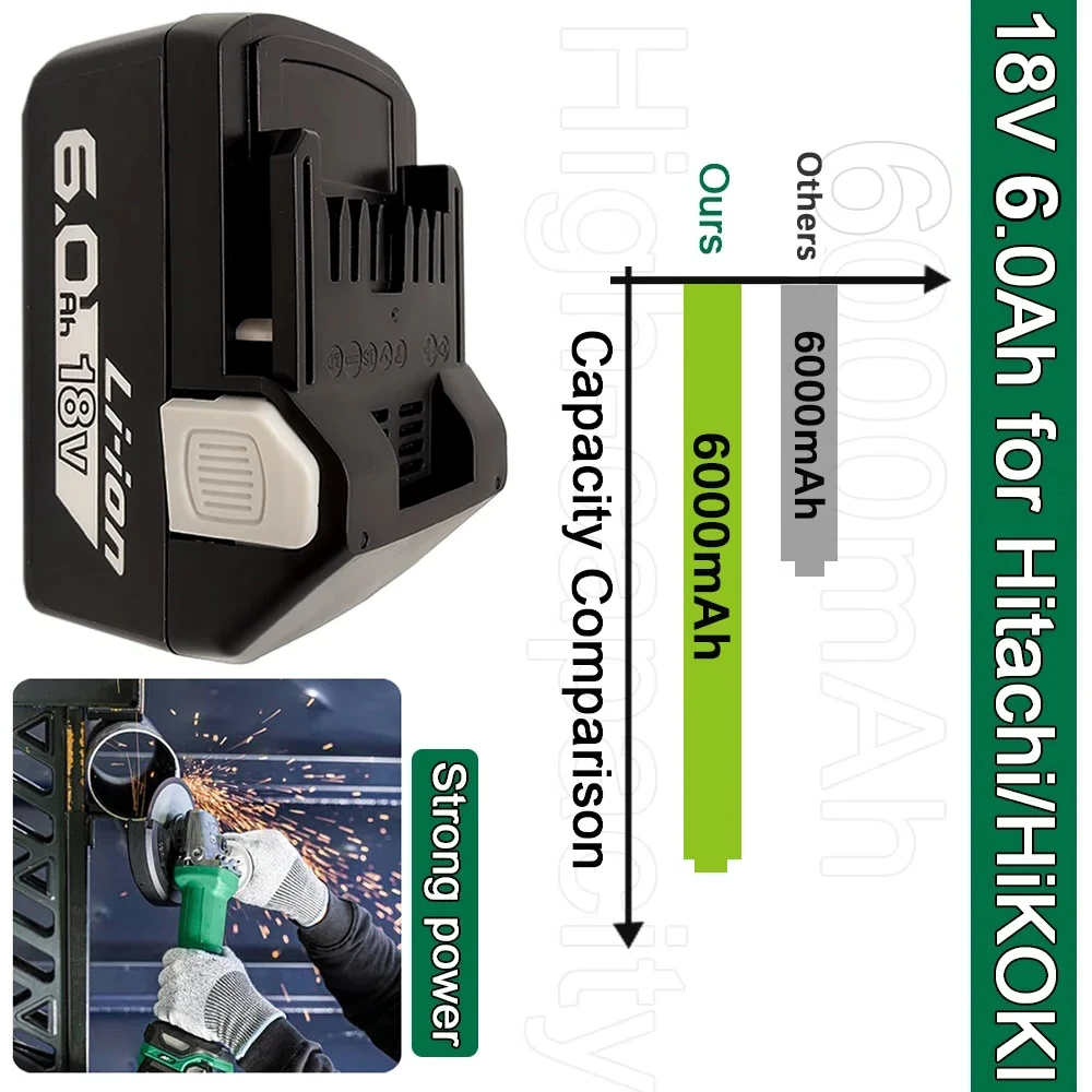 18V 6000Ah Li-ion Replacement Battery for HITACHI BSL1830 BSL1840 BSL1860B BSL1820 Power Tools Batteries
18V 6000Ah Li-ion Replacement Battery for HITACHI BSL1830 BSL1840 BSL1860B BSL1820 Power Tools Batteries
