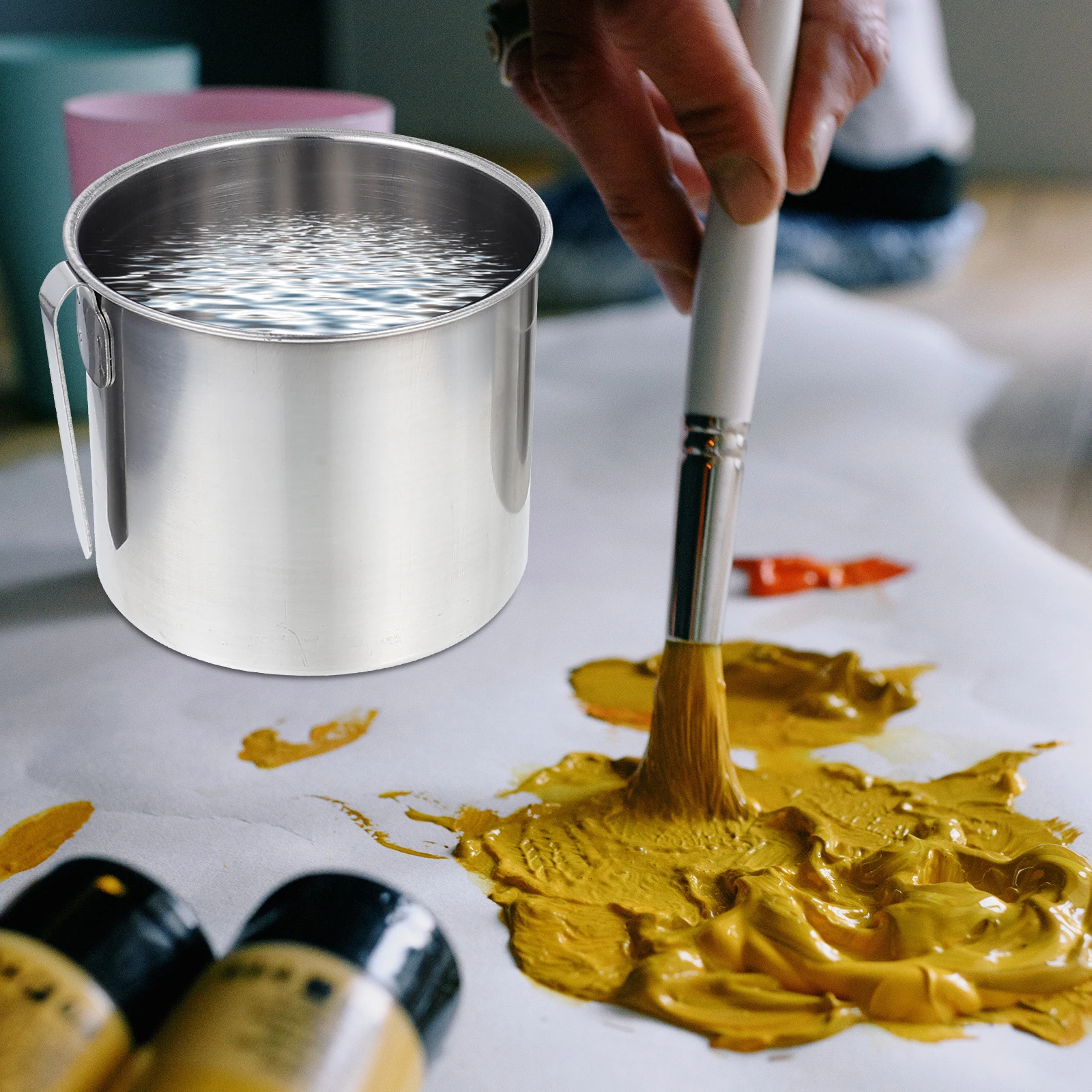 Stainless Steel Paint Brush Washing Bucket Compact Lightweight Reusable Easy Clean Art Class Tool Painting Brush Basins
Stainless Steel Paint Brush Washing Bucket Compact Lightweight Reusable Easy Clean Art Class Tool Painting Brush Basins