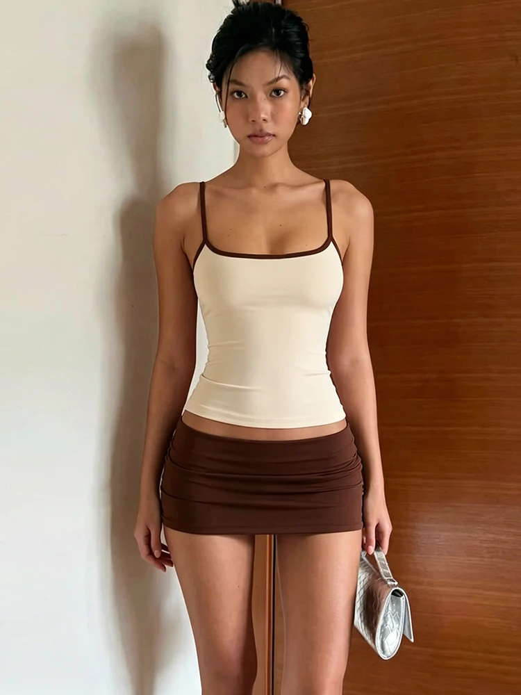 Kliou Casual Fashion 2 Piece Set Woman Summer Trend Color Blocking Low-Neck Shape Waist Camisole Tops+Mini Skirts Simple Suits
Kliou Casual Fashion 2 Piece Set Woman Summer Trend Color Blocking Low-Neck Shape Waist Camisole Tops+Mini Skirts Simple Suits