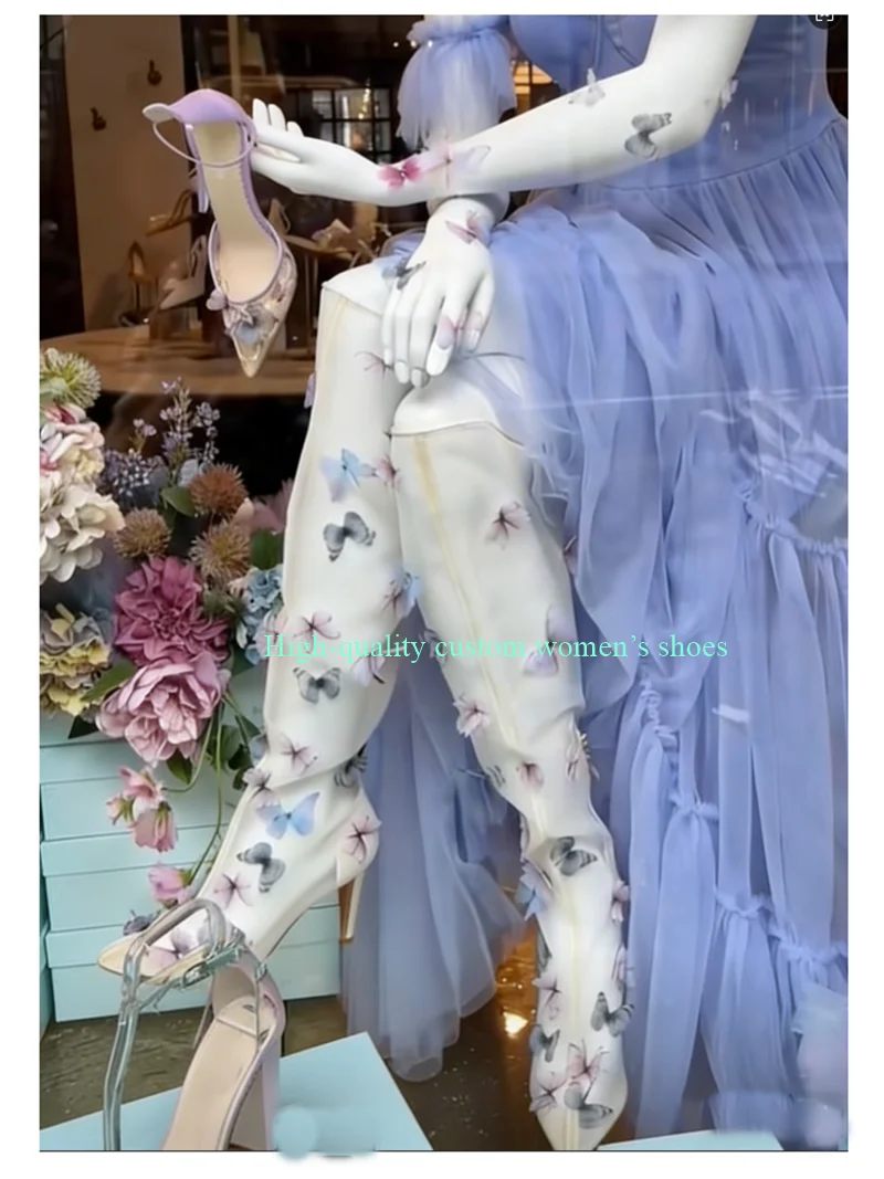 Transparent Version Waterproof Platform Women's Knee-High Boots Pink And Blue Butterfly Decoration Luxury Women's Shoes
Transparent Version Waterproof Platform Women's Knee-High Boots Pink And Blue Butterfly Decoration Luxury Women's Shoes