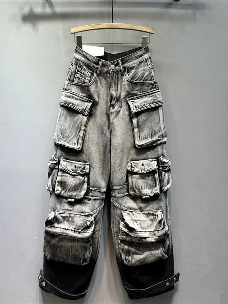 Streetwear Style Women Jeans Gradient Grey Loose Multiple Pockets Denim Cargo Pants Autumn New Fashion Trousers X543
Streetwear Style Women Jeans Gradient Grey Loose Multiple Pockets Denim Cargo Pants Autumn New Fashion Trousers X543