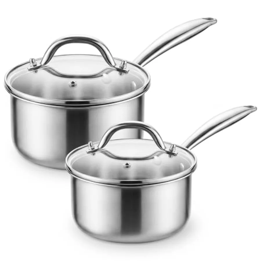 Tri-ply Stainless Steel Pot - 1.5 Qt and 2.5 Qt Heavy Duty Sauce Pan with Lid, Nonstick Stainless Steel Cookware Set Cooking Po
Tri-ply Stainless Steel Pot - 1.5 Qt and 2.5 Qt Heavy Duty Sauce Pan with Lid, Nonstick Stainless Steel Cookware Set Cooking Po