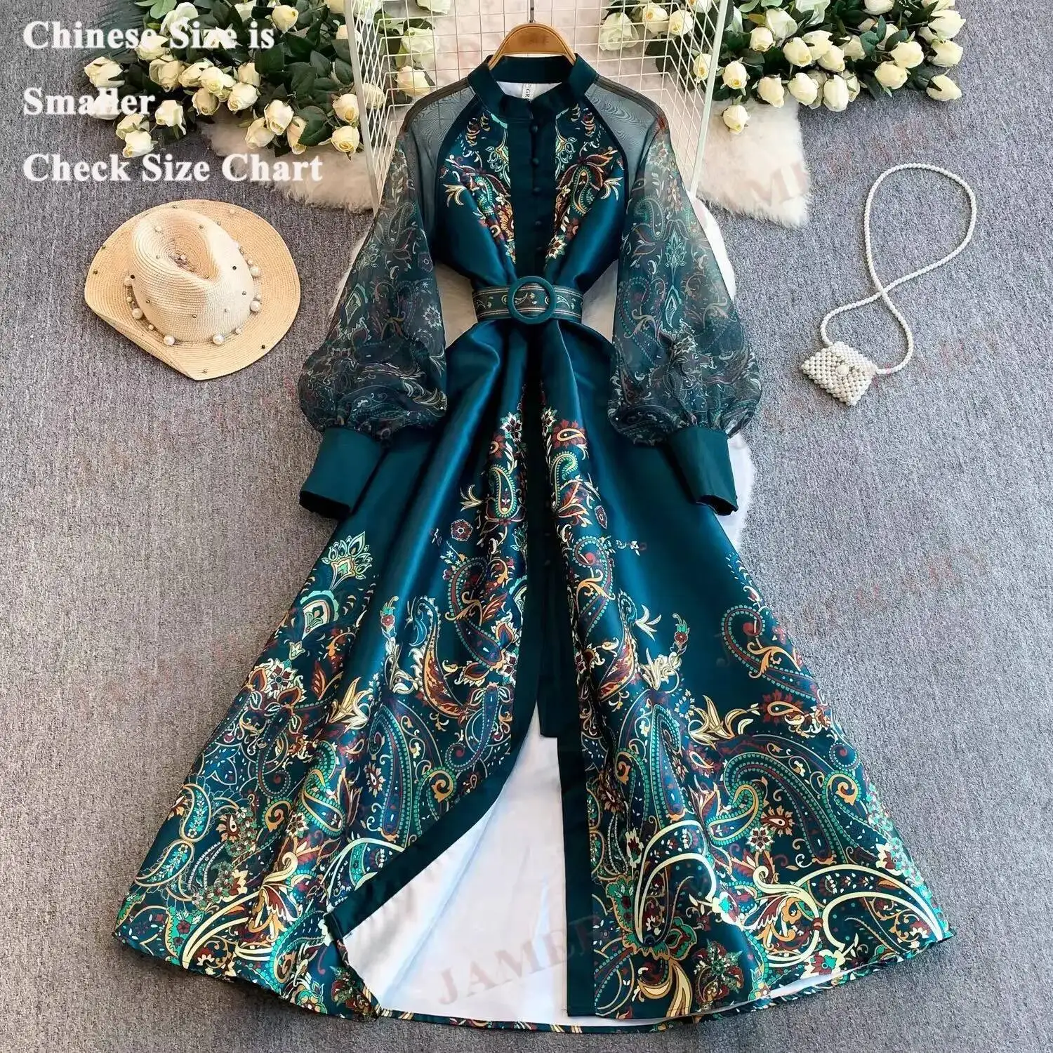 Elegant Gauze Long Sleeve Floral Print Summer Dresses Shirt Women Belt Single Breasted Vacation Autumn Midi Dress Party Vestidos
Elegant Gauze Long Sleeve Floral Print Summer Dresses Shirt Women Belt Single Breasted Vacation Autumn Midi Dress Party Vestidos
