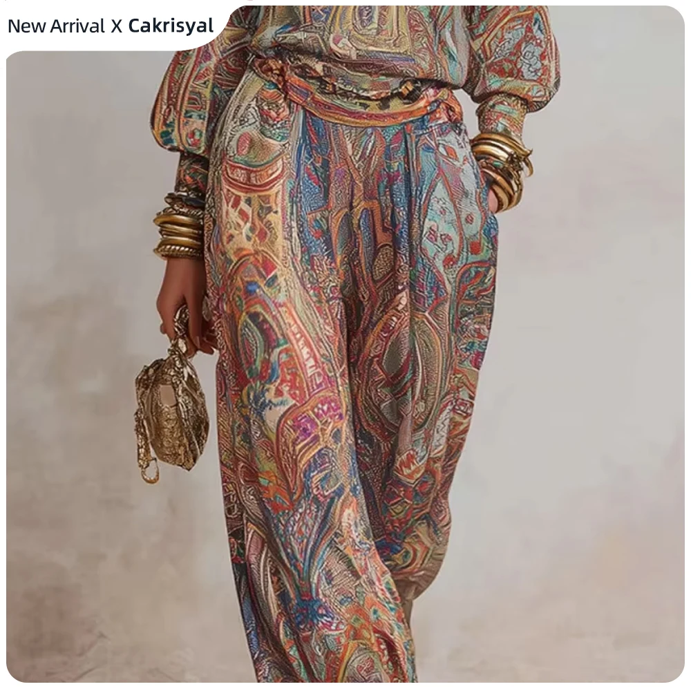 Women's Vintage Paisley Print 2 Piece Set Blouse Boho Long Sleeve Shirt High Waist Wide Leg Pants Casual Vacation Outfit Sets
Women's Vintage Paisley Print 2 Piece Set Blouse Boho Long Sleeve Shirt High Waist Wide Leg Pants Casual Vacation Outfit Sets