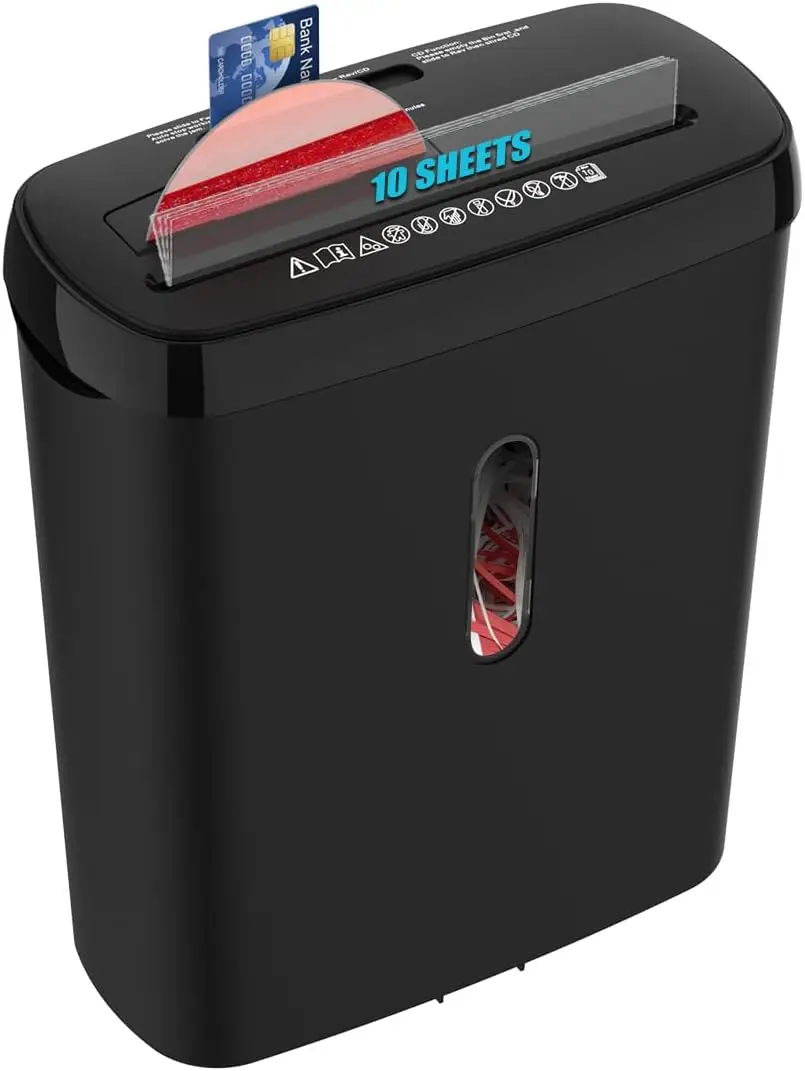Paper Shredder, 10-Sheet Strip Cut with 3.17-Gallon Basket, P-2 Security Level, Jam Proof for Home Office Use
Paper Shredder, 10-Sheet Strip Cut with 3.17-Gallon Basket, P-2 Security Level, Jam Proof for Home Office Use