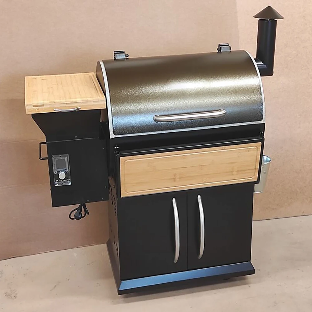 Luxurious Stainless Steel Wood Pellet Grill with Front Shelf BBQ Smokeless Smoker for Outdoor Use Powder Coated Metal 
Luxurious Stainless Steel Wood Pellet Grill with Front Shelf BBQ Smokeless Smoker for Outdoor Use Powder Coated Metal