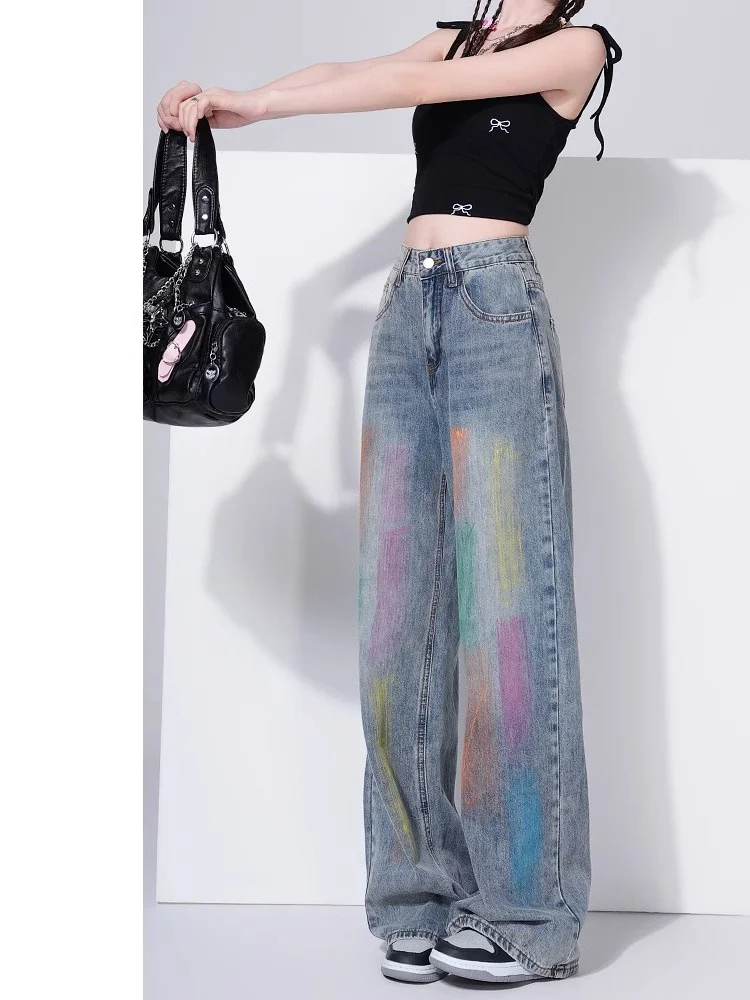 plus Size American Dyed Jeans Women's High Waist Straight Leg Rainbow Graffiti Wide Leg Pants Casual Style Denim Jeans
plus Size American Dyed Jeans Women's High Waist Straight Leg Rainbow Graffiti Wide Leg Pants Casual Style Denim Jeans