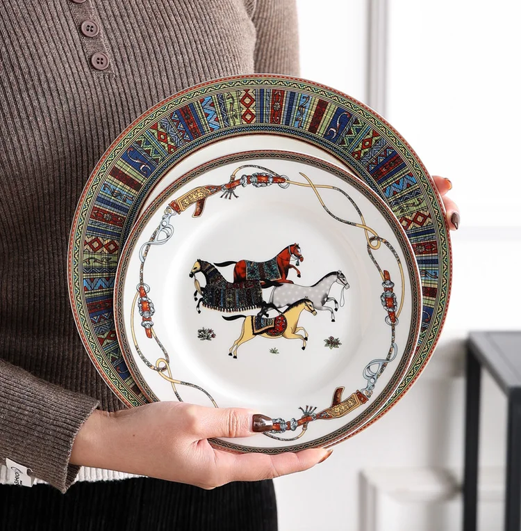 European Ceramic Western Plate, Household Steak Plate, Round Western Dish Plate, Luxury Palace Hotel, Bone China Tableware Plate
European Ceramic Western Plate, Household Steak Plate, Round Western Dish Plate, Luxury Palace Hotel, Bone China Tableware Plate