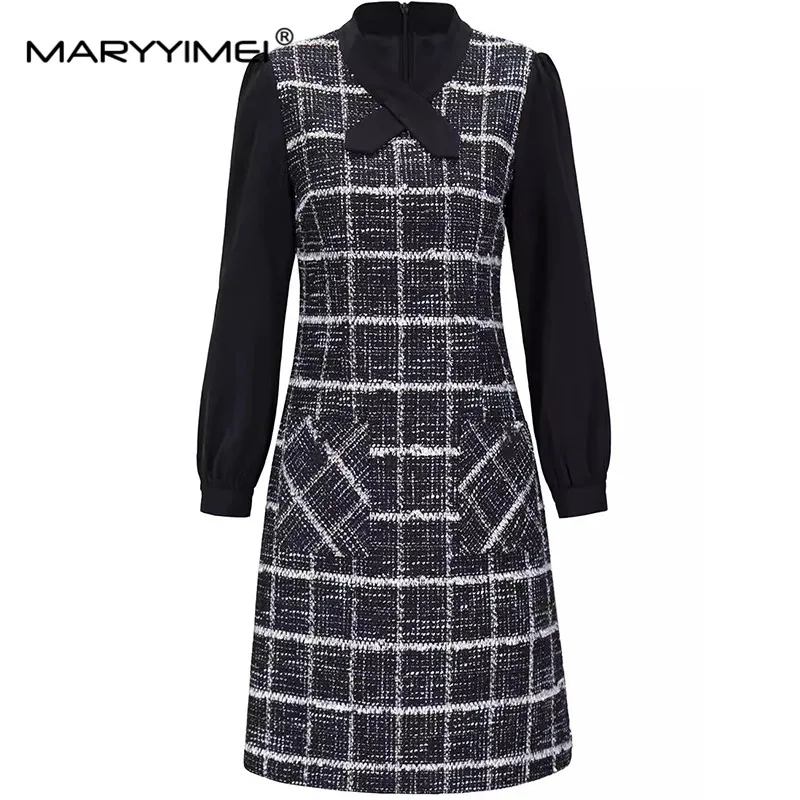 MARYYIMEI модный дизайн женское платье осень и зима воротник-стойка с длинными рукавами и карманами в клетку белые/черные короткие платья
MARYYIMEI модный дизайн женское платье осень и зима воротник-стойка с длинными рукавами и карманами в клетку белые/черные короткие платья