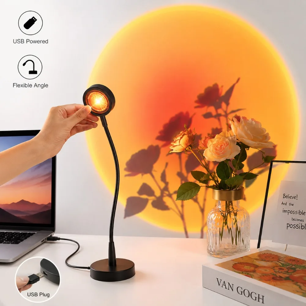 USB Sunset Ambient Projection Lamp Night Light for Bedroom Living Room Home Decor Relaxing Wall Background Lighting Atmosphere
USB Sunset Ambient Projection Lamp Night Light for Bedroom Living Room Home Decor Relaxing Wall Background Lighting Atmosphere