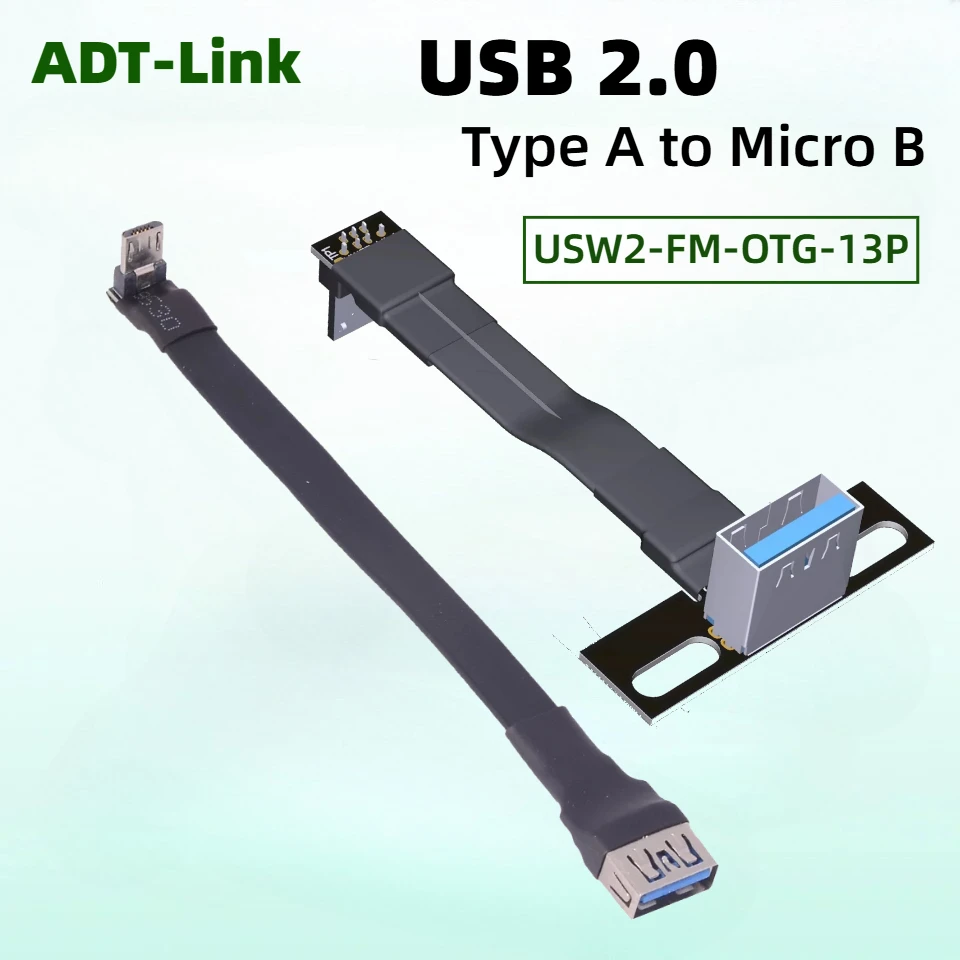 ADT-Link USB 2.0 Type A to Micro B OTG Female to Male Flat Cable Double 90 Bend Extension Adapter 480Mbps Connector Line 5V/1.5A
ADT-Link USB 2.0 Type A to Micro B OTG Female to Male Flat Cable Double 90 Bend Extension Adapter 480Mbps Connector Line 5V/1.5A