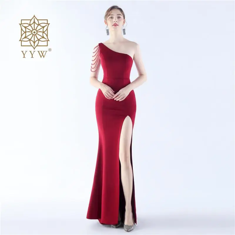Formal Banquet Women Prom Dress Sexy Cocktail Evening Burgundy Beading Classic Dress Female Mermaid Gala Elegant Dress Side Slip
Formal Banquet Women Prom Dress Sexy Cocktail Evening Burgundy Beading Classic Dress Female Mermaid Gala Elegant Dress Side Slip