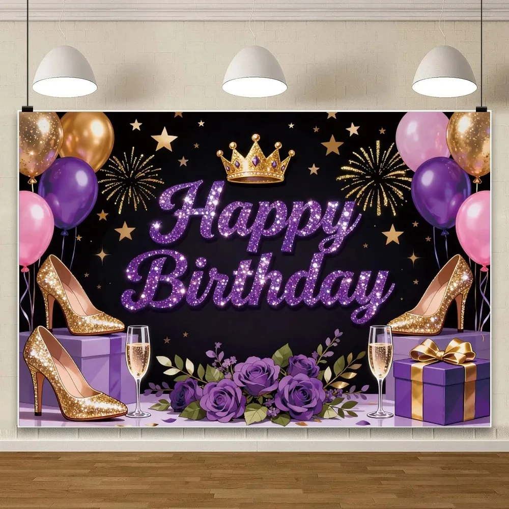 Purple Gold Birthday Party Decoration Photography Background, 18th Birthday Party Decoration Banner Photography Studio Backdrop
Purple Gold Birthday Party Decoration Photography Background, 18th Birthday Party Decoration Banner Photography Studio Backdrop