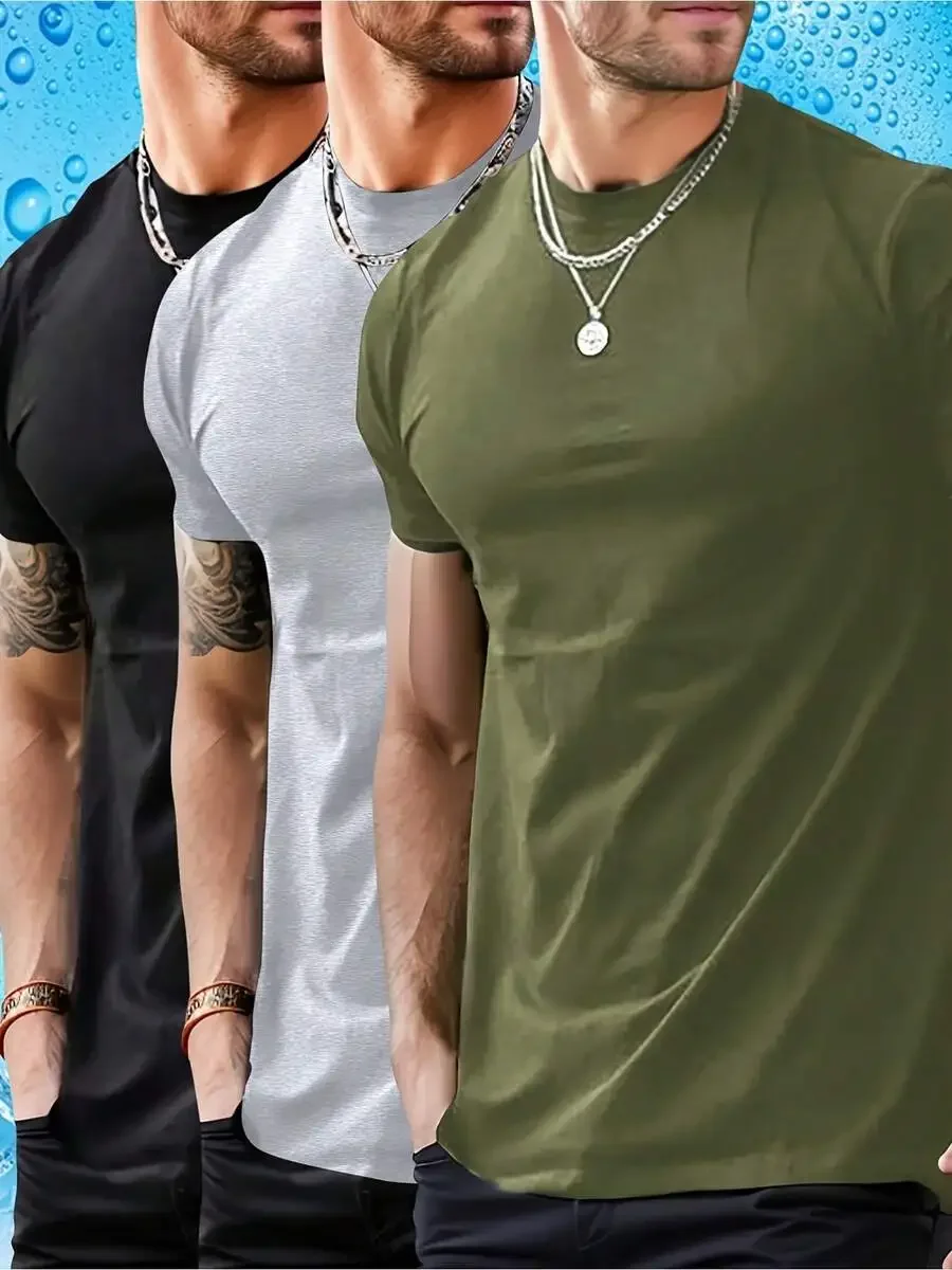 3-Pack Mens Short Sleeve Solid Color Cotton T-Shirt Casual Round Neck Tee
3-Pack Mens Short Sleeve Solid Color Cotton T-Shirt Casual Round Neck Tee