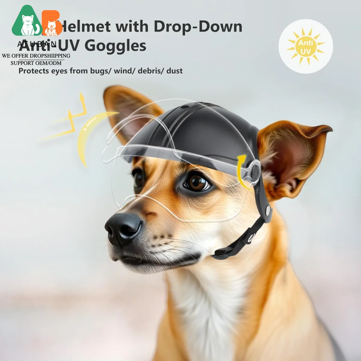 ATUBAN Dog Helmet for Small Breed Cool Pet Motorcycle Helmet with Drop-Down Clear Visor for Small Dogs Head Circumstance OEM/ODM
ATUBAN Dog Helmet for Small Breed Cool Pet Motorcycle Helmet with Drop-Down Clear Visor for Small Dogs Head Circumstance OEM/ODM