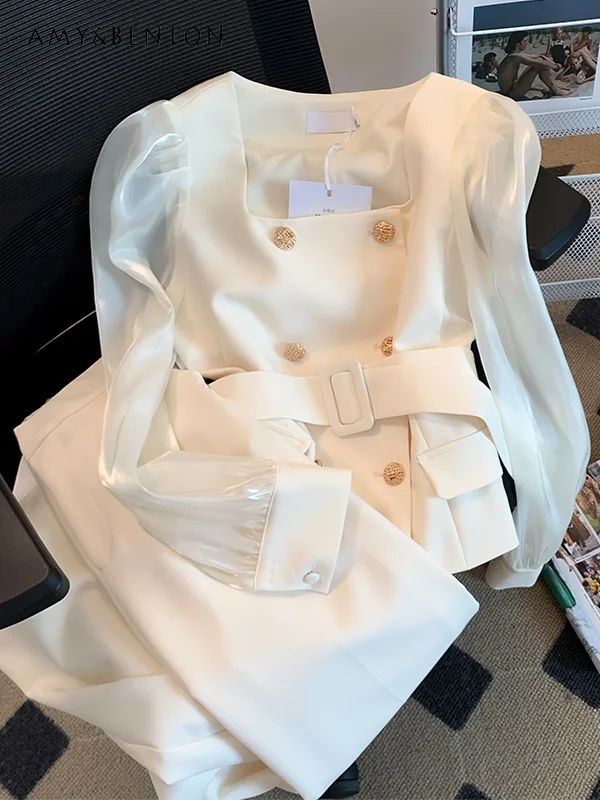 OL Professional Outfits Autumn New High-end Square Collar Double-breasted Long-sleeved Top Fashion Wide-leg Pants Two-piece Set
OL Professional Outfits Autumn New High-end Square Collar Double-breasted Long-sleeved Top Fashion Wide-leg Pants Two-piece Set