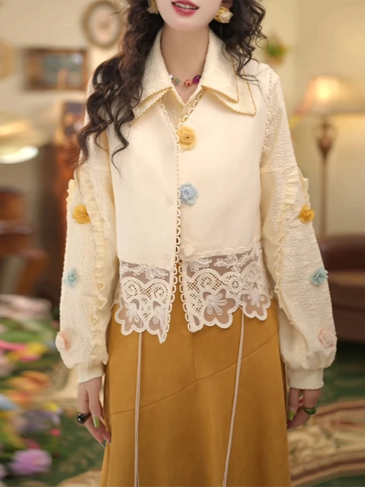 Elegant Lace Splice Women's Three-Piece Set Spring Autumn Floral Shirt Asymmetrical Skirt Casual Style High Waist
Elegant Lace Splice Women's Three-Piece Set Spring Autumn Floral Shirt Asymmetrical Skirt Casual Style High Waist