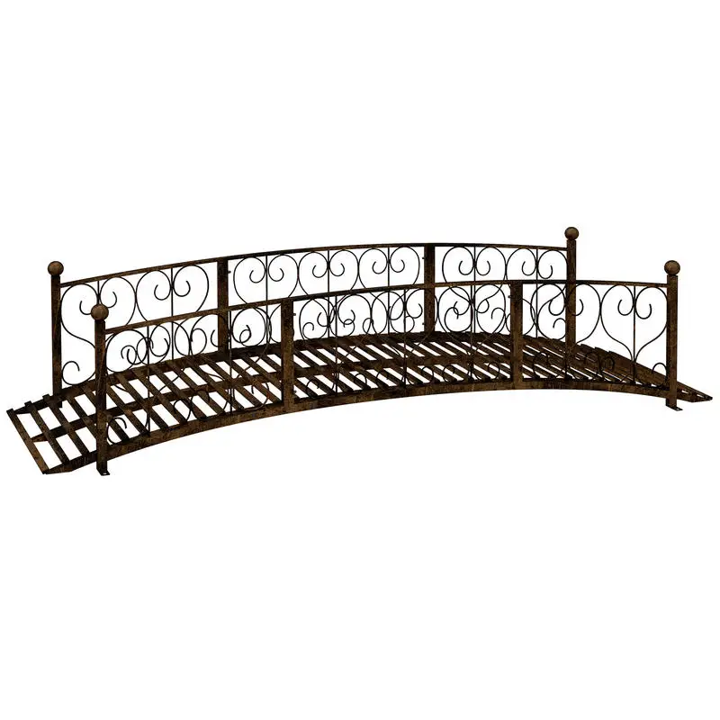7' Metal Arch Garden Bridge Arc Footbridge with Side Railings Decorative Scrollwork, Bronze
7' Metal Arch Garden Bridge Arc Footbridge with Side Railings Decorative Scrollwork, Bronze