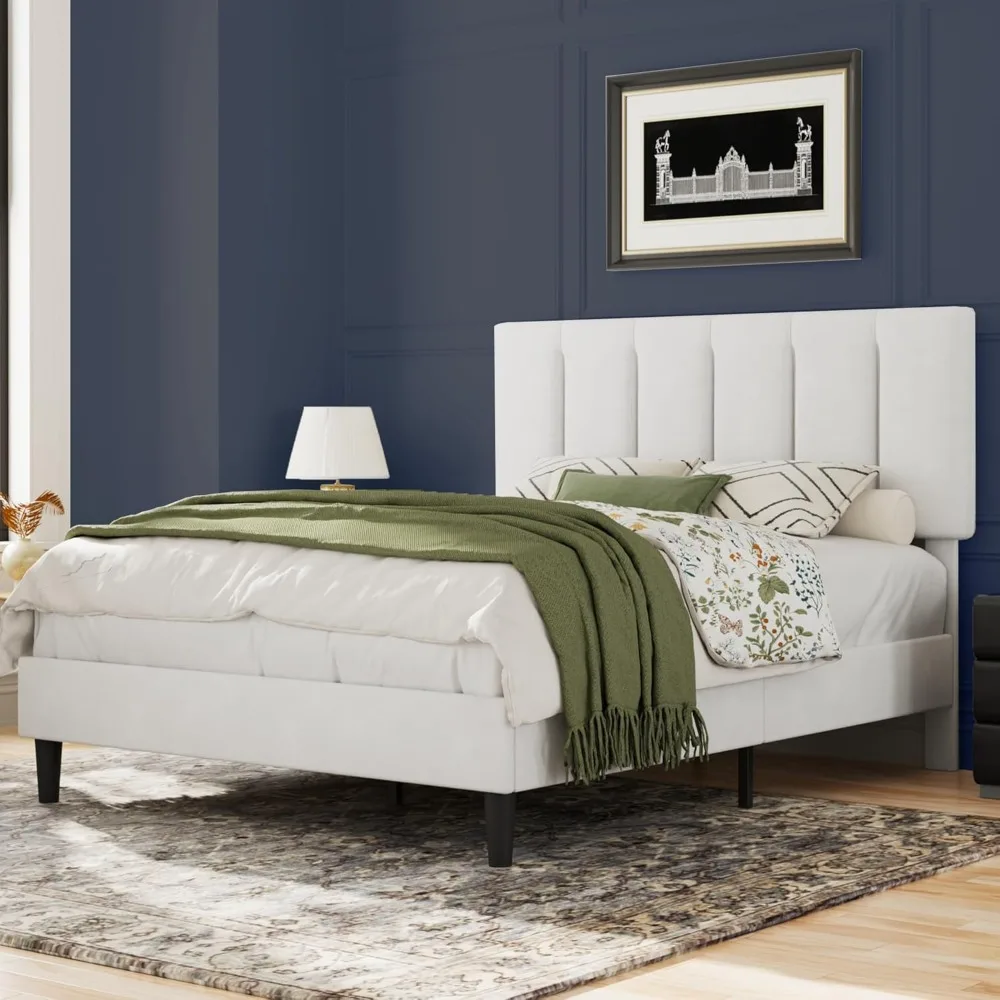 VECELO Queen Bed Frame with Upholstered Headboard, Heavy-Duty Platform Bedframe with Strong Wooden Slats Support, No Boxing Spri
VECELO Queen Bed Frame with Upholstered Headboard, Heavy-Duty Platform Bedframe with Strong Wooden Slats Support, No Boxing Spri