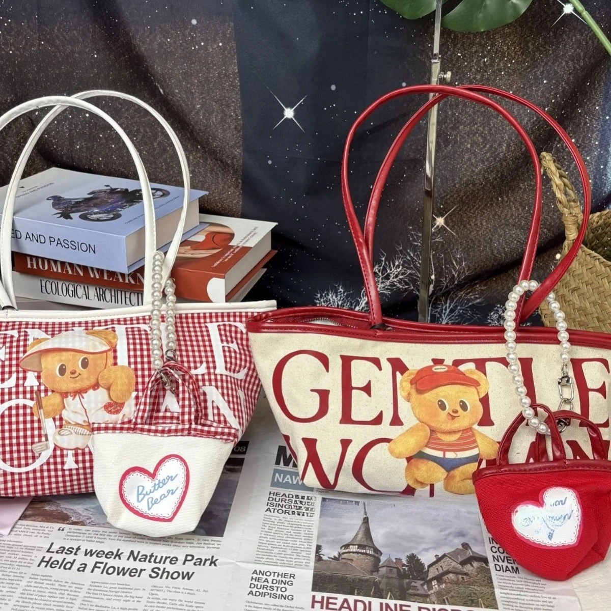 Thailand GW butter bear tote gentle woman with coin purse large capacity letter canvas shoulder armpit bag
Thailand GW butter bear tote gentle woman with coin purse large capacity letter canvas shoulder armpit bag