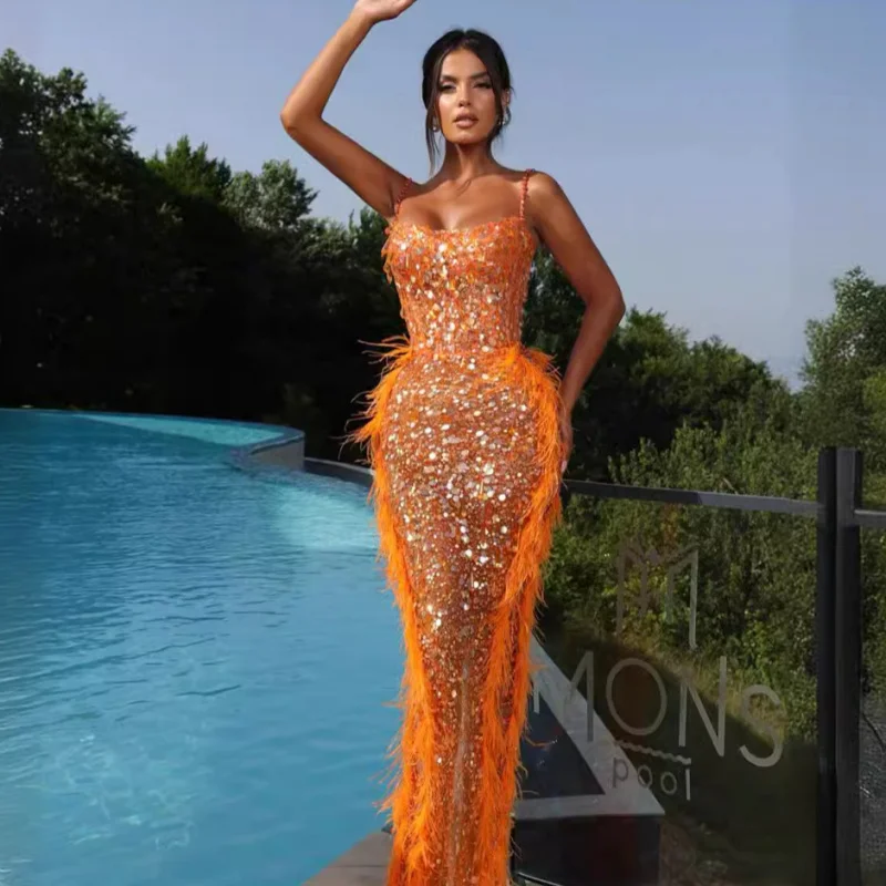 2025Новое поступление, женское платье высокого класса с перьями и каплями воды, стразами, оранжевое платье с пайетками на бретельках, роскошное вечернее платье
2025Новое поступление, женское платье высокого класса с перьями и каплями воды, стразами, оранжевое платье с пайетками на бретельках, роскошное вечернее платье