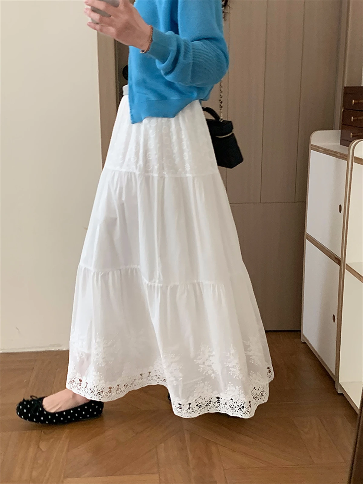 Sweet Lady Style White Half Skirt Women's Elastic Waist Cake Skirt Slimming Long Skirt Breathable Cotton High Waist H-Shape
Sweet Lady Style White Half Skirt Women's Elastic Waist Cake Skirt Slimming Long Skirt Breathable Cotton High Waist H-Shape