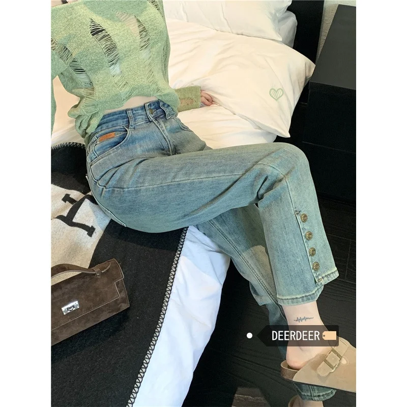 High Waist Straight Leg Denim Jeans Women's Spring Autumn plus Size Hiding Hip Slimming Vintage Nine Point Smoking Pants
High Waist Straight Leg Denim Jeans Women's Spring Autumn plus Size Hiding Hip Slimming Vintage Nine Point Smoking Pants