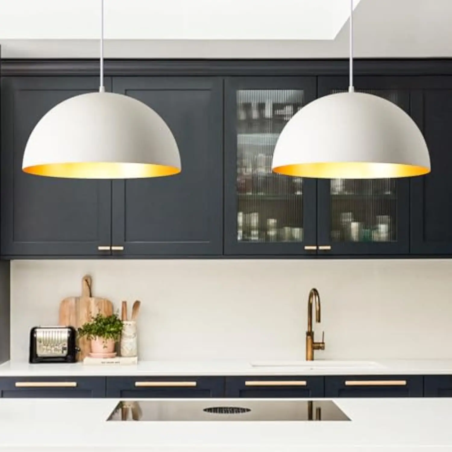 16” Large Dome Pendant Light Fixtures, White and Gold Hemispheric Pendant Lights Kitchen Island, Modern Adjustable Hanging Ceil
16” Large Dome Pendant Light Fixtures, White and Gold Hemispheric Pendant Lights Kitchen Island, Modern Adjustable Hanging Ceil