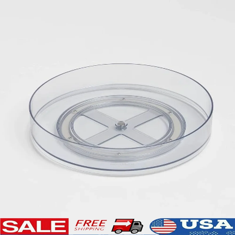 11 Inch Clear Lazy Susan Turntable Kitchen Organizer Raised Sides Plastic Construction Easy Clean Home Storage Solution
11 Inch Clear Lazy Susan Turntable Kitchen Organizer Raised Sides Plastic Construction Easy Clean Home Storage Solution