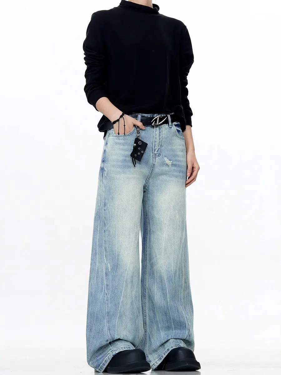 Ретро-джинсы в американском стиле с эффектом потертости и дырками, винтажные свободные прямые брюки, крутая и стильная повседневная одежда для подростков
Ретро-джинсы в американском стиле с эффектом потертости и дырками, винтажные свободные прямые брюки, крутая и стильная повседневная одежда для подростков