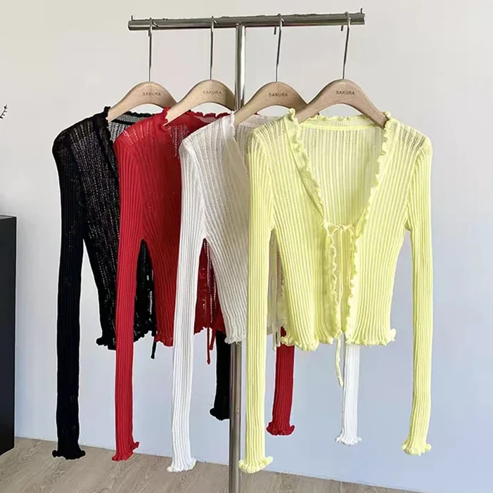 Summer Thin Air Conditioning Cover Shirt New spring lace up Knitted Cardigan Women's Sweaters Casual slim Shawl Sweater y2k Tops
Summer Thin Air Conditioning Cover Shirt New spring lace up Knitted Cardigan Women's Sweaters Casual slim Shawl Sweater y2k Tops