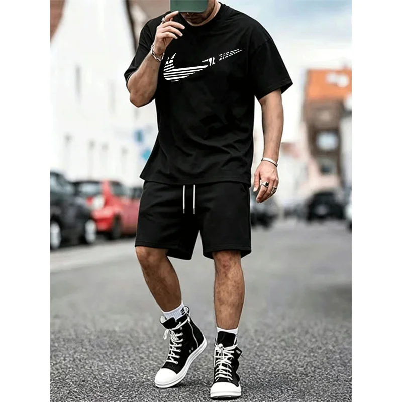 Men's 2Pcs Summer Outfit Abstract Swoosh Print Oversized T-Shirt + Casual Shorts Mesh Set Streetwear
Men's 2Pcs Summer Outfit Abstract Swoosh Print Oversized T-Shirt + Casual Shorts Mesh Set Streetwear