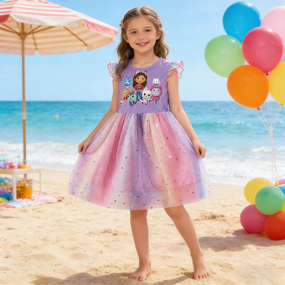Girls Summer Dress Gabby Dollhouse Cosplay Birthday Dress Flying Sleeve Sequin Dress Fashion Print Shiny Girl Princess Dress
Girls Summer Dress Gabby Dollhouse Cosplay Birthday Dress Flying Sleeve Sequin Dress Fashion Print Shiny Girl Princess Dress
