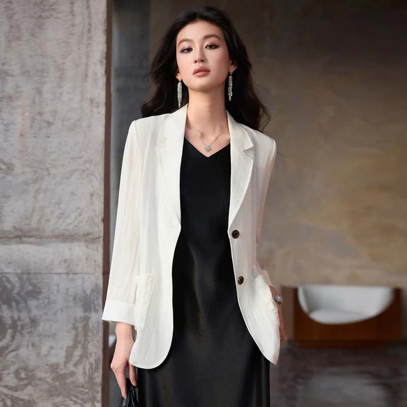 Women's White Linen Suit Jacket Lightweight Two-Button Style Summer Fashion 2026 Outerwear for Ladies
Women's White Linen Suit Jacket Lightweight Two-Button Style Summer Fashion 2026 Outerwear for Ladies