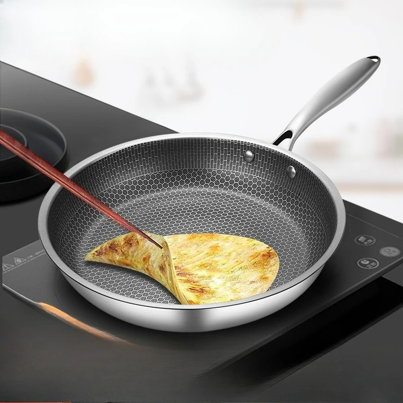 Honeycomb stainless steel frying pan, thickened, uncoated, non stick pan, household universal flat bottomed pan for frying eggs
Honeycomb stainless steel frying pan, thickened, uncoated, non stick pan, household universal flat bottomed pan for frying eggs