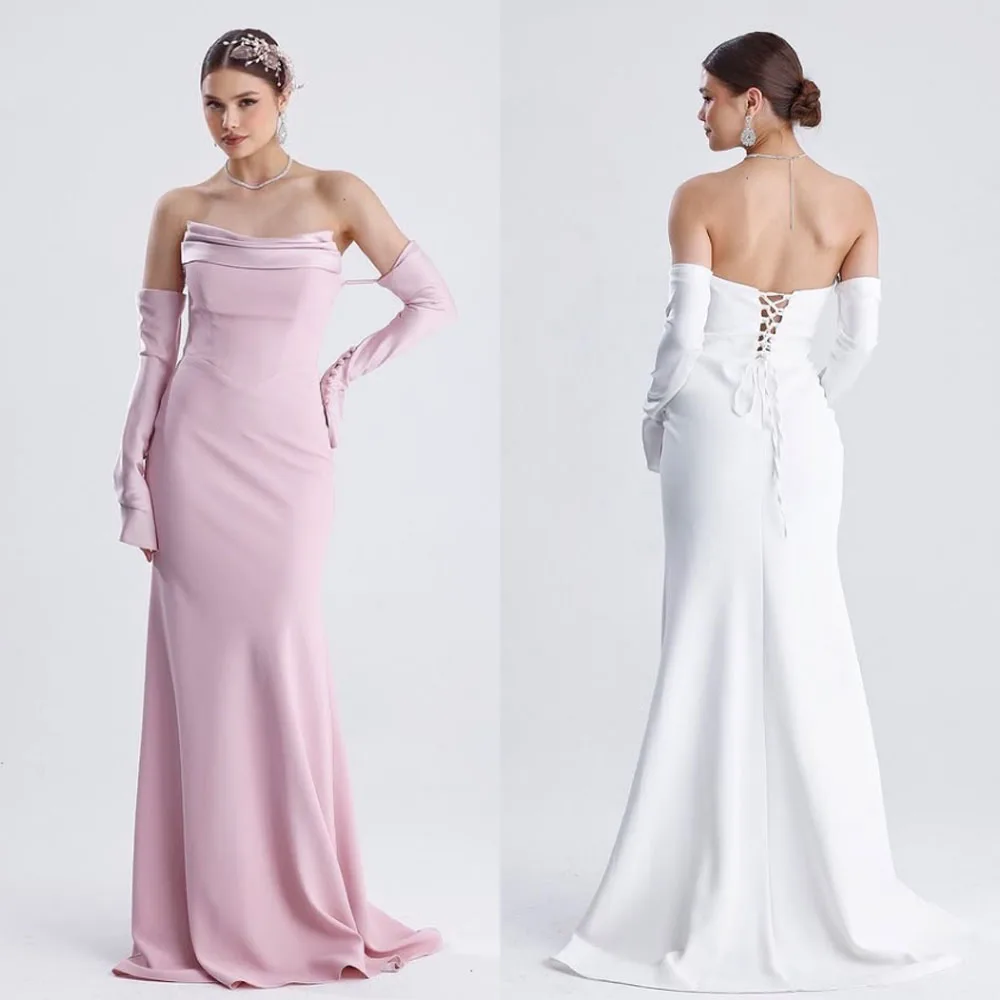 Customized High Quality Strapless Sleeveless Gloves Back Strap Floor Length Sweep Train A-line Grace Wrinkle Vestidos De Piedras
Customized High Quality Strapless Sleeveless Gloves Back Strap Floor Length Sweep Train A-line Grace Wrinkle Vestidos De Piedras