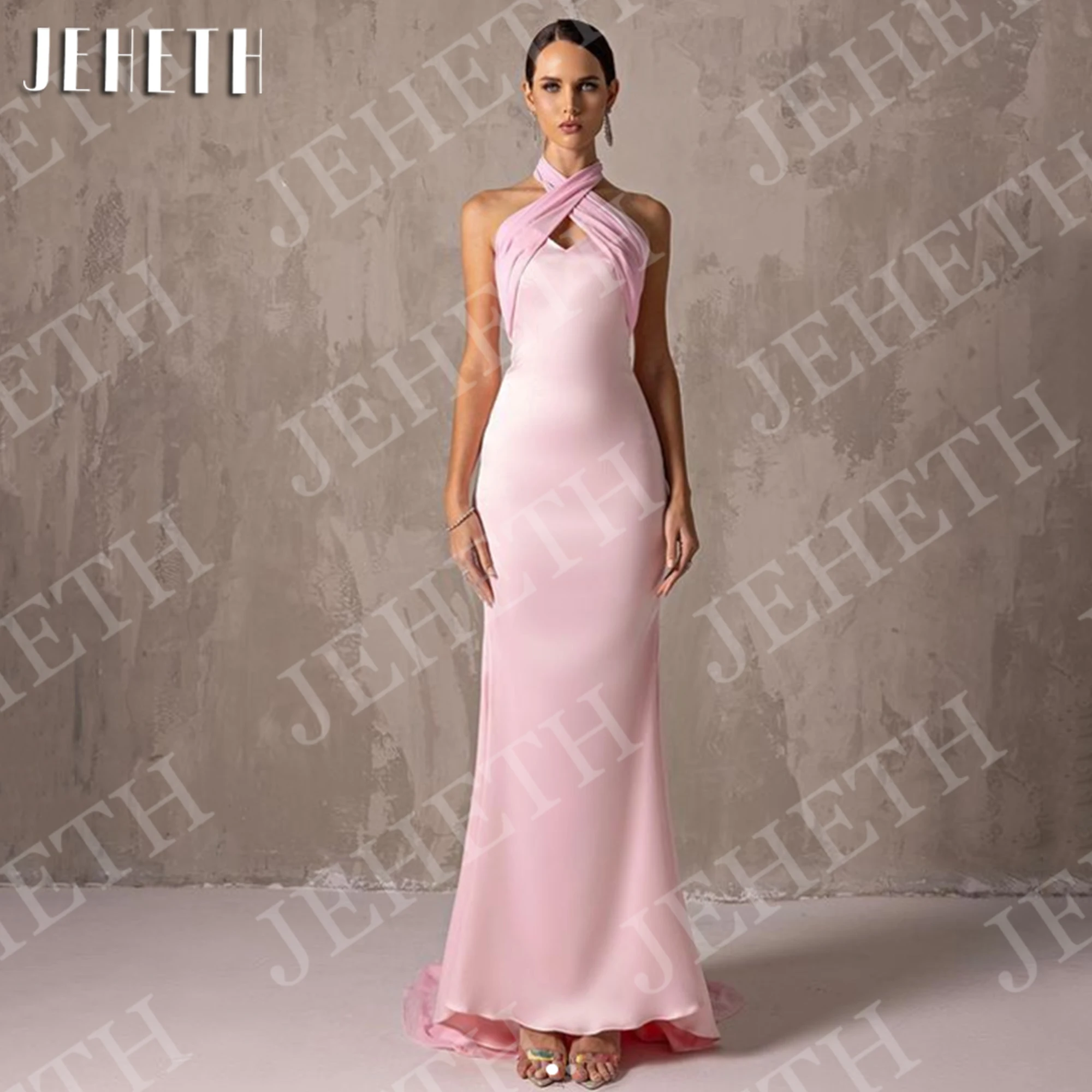 JEHETH Pink Mermaid Evening Dresses for Woman Elegant Satin Halter Neck Sleeveless Prom Party Dress Customized vestidos de gala
JEHETH Pink Mermaid Evening Dresses for Woman Elegant Satin Halter Neck Sleeveless Prom Party Dress Customized vestidos de gala