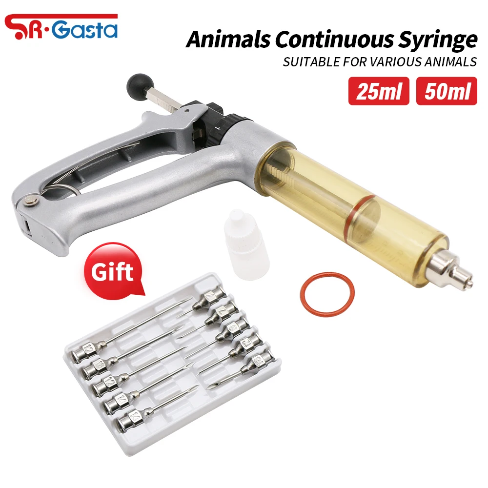 Silvery With Needles Vaccine Injector Semi-Automatic Adjustable Injection Medicine Feeder Animal Pig Cattle Sheep
Silvery With Needles Vaccine Injector Semi-Automatic Adjustable Injection Medicine Feeder Animal Pig Cattle Sheep